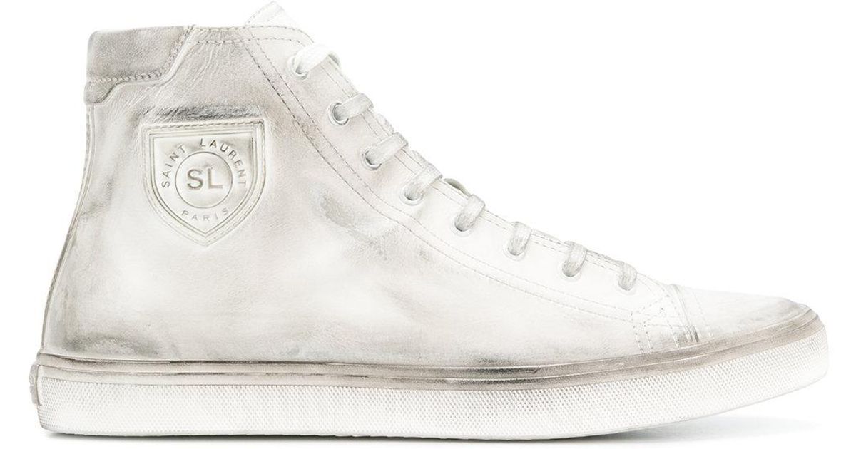 Saint Laurent Leather Bedford Hi-top Sneakers in White for Men - Lyst