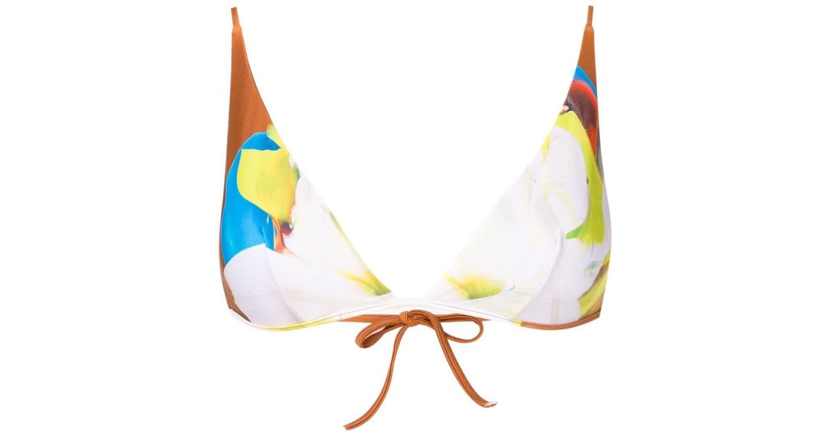 Lenny Niemeyer Floral-print Triangle Bikini Top in Metallic | Lyst UK