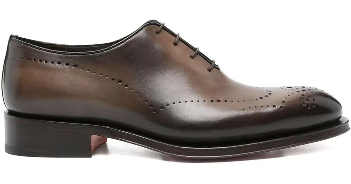 Chaussures Homme Santoni - Oxford En Cuir Souple Marron - Lacets - Élégant