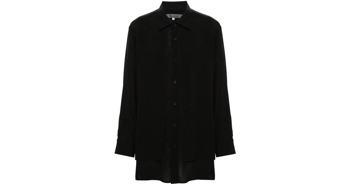 Y's Yohji Yamamoto Overlapping Button-Up Shirt in Black for Men | Lyst