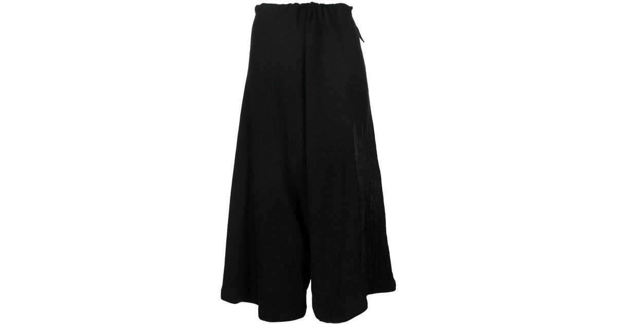 Y's Yohji Yamamoto Cropped Drop-crotch Trousers in Black | Lyst