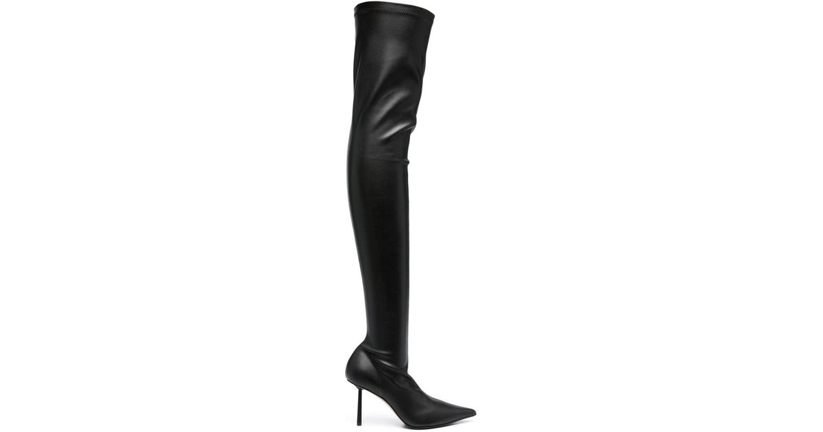 Le Silla Eva 100mm Thigh-high Leather Boots in Black | Lyst