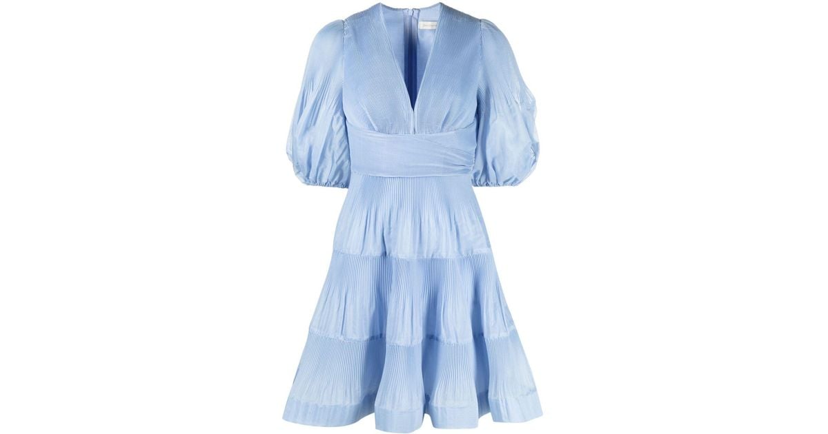 Zimmermann Pleated Mini Dress Clothing in Blue | Lyst Australia