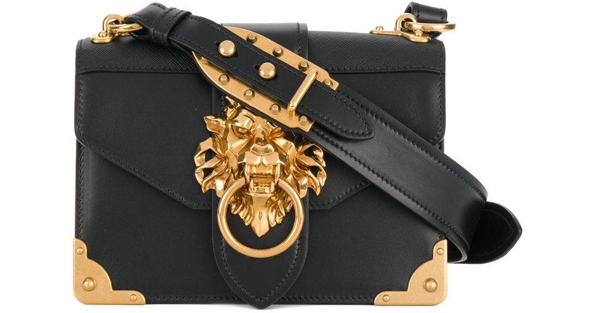 Bolso de hombro con cabeza de le n Prada de color Negro Lyst