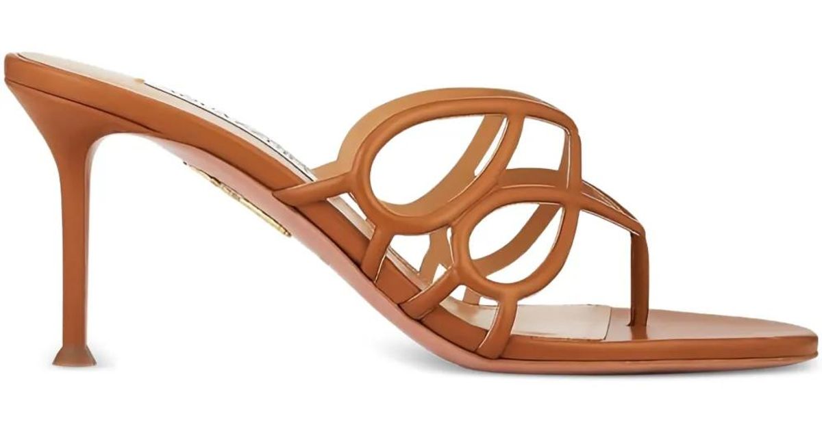 Aquazzura Infinito 75Mm Leather Sandals in Brown | Lyst Australia