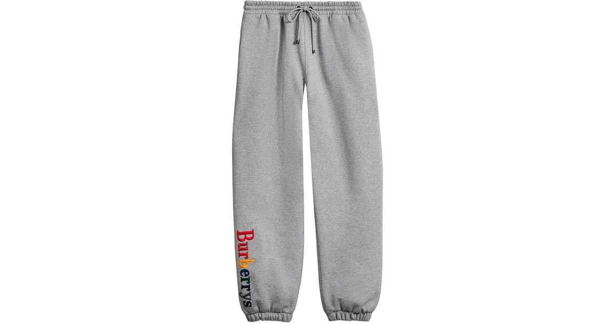 Pantalones de chándal con logo Burberry de Algodón de color Gris para  hombre | Lyst