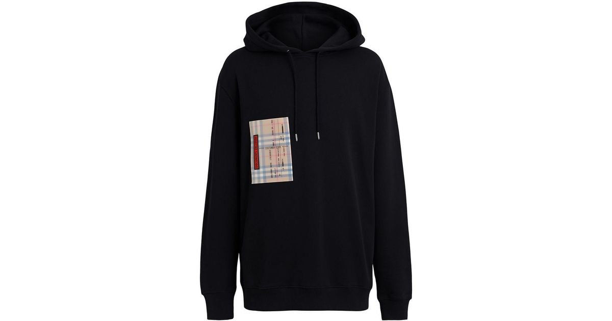 ticket print pocket cotton jersey hoodie