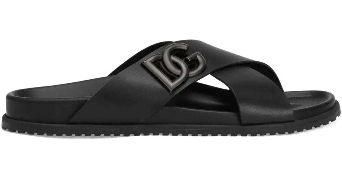 メンズ Dolce & Gabbana Dgロゴ サンダル ブラック | Lyst