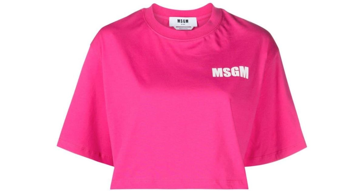 msgm-pink-Logo-print-Cotton-