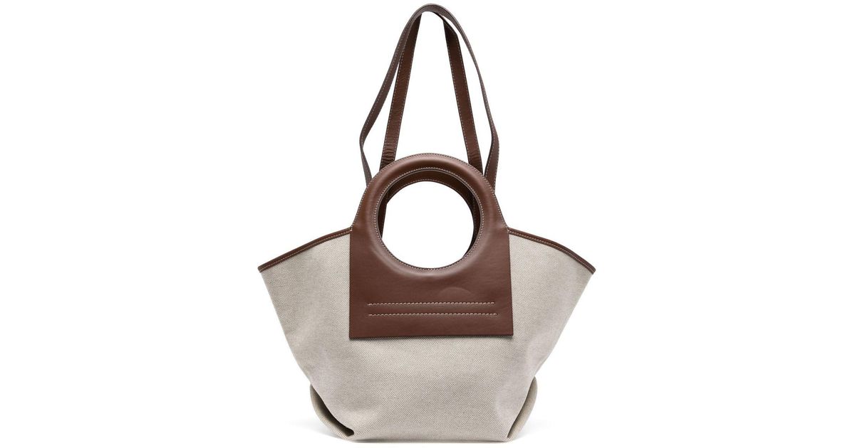 Hereu Leather Embossed Logo Tote Bag in White | Lyst