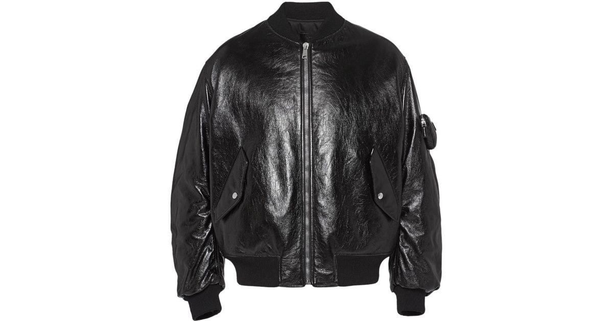 Prada Black Nappa Leather Bomber Jacket for men