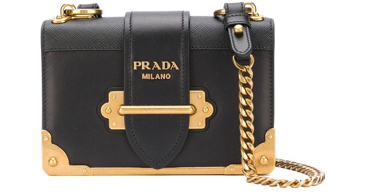 prada black and gold bag