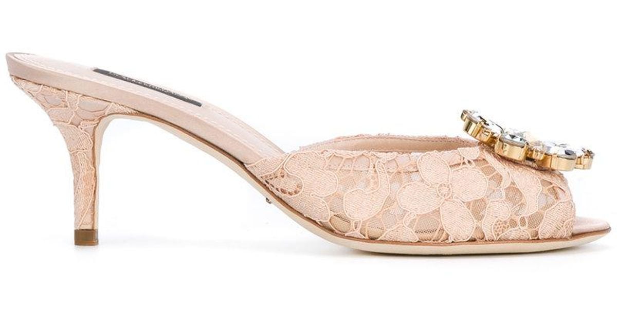 Dolce & Gabbana Lace Embellished Mules Lyst Canada