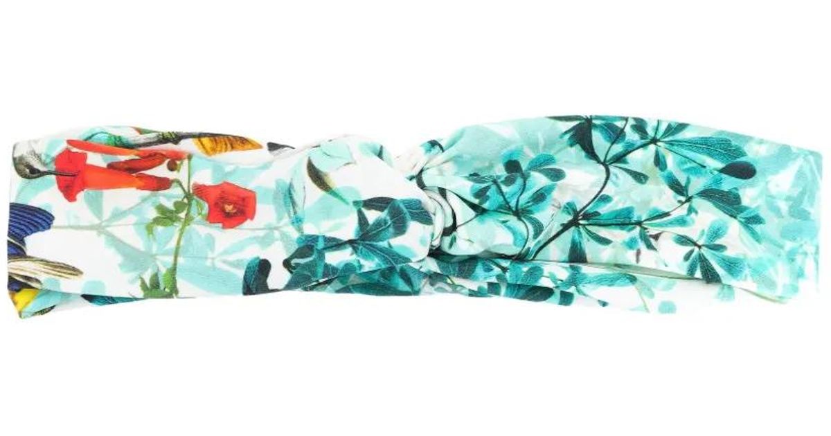 Lygia &amp; Nanny Botanical-Print Twisted Headband in Green | Lyst UK