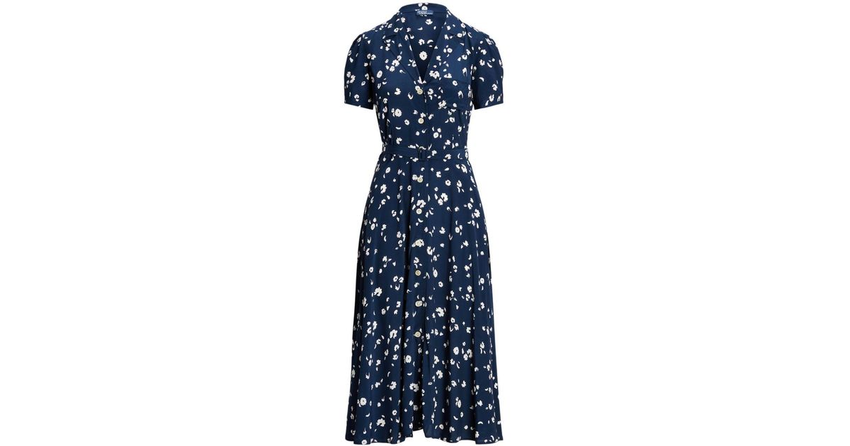 polo ralph lauren belted floral-print silk-twill midi shirt dress Ralph Lauren RRL Floral Belted Midi Dress | Green