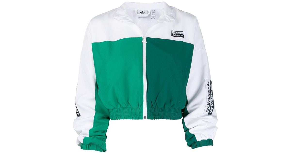 adidas Cropped Track Jacket in Green | Lyst