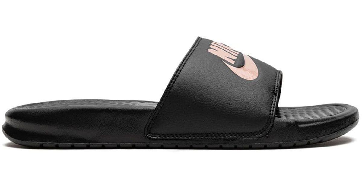 Nike Benassi Jdi "rose Gold" Slides in Black Lyst