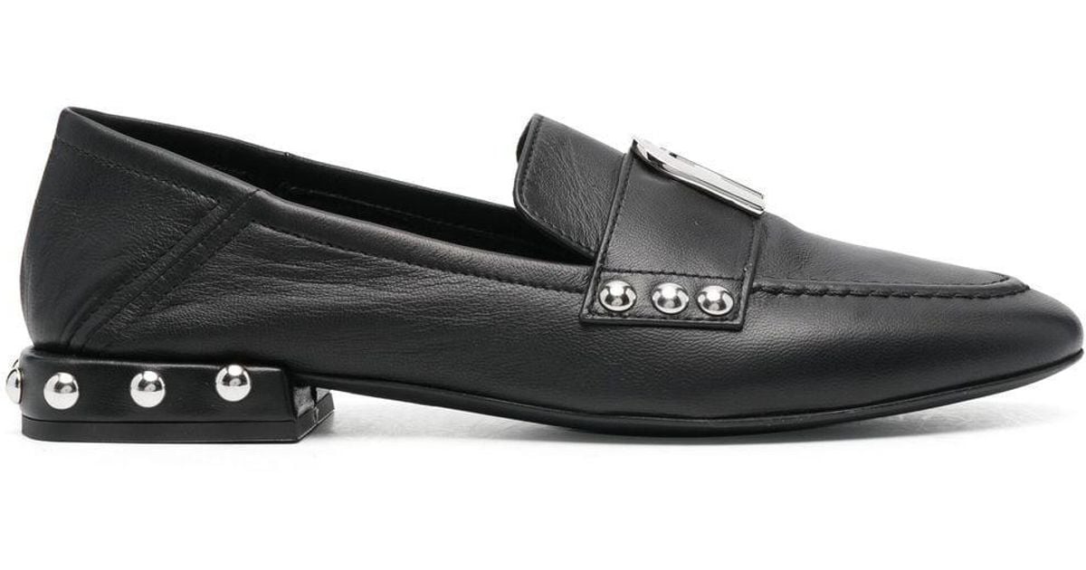 Furla Studded Leather Loafers in Black | Lyst Canada
