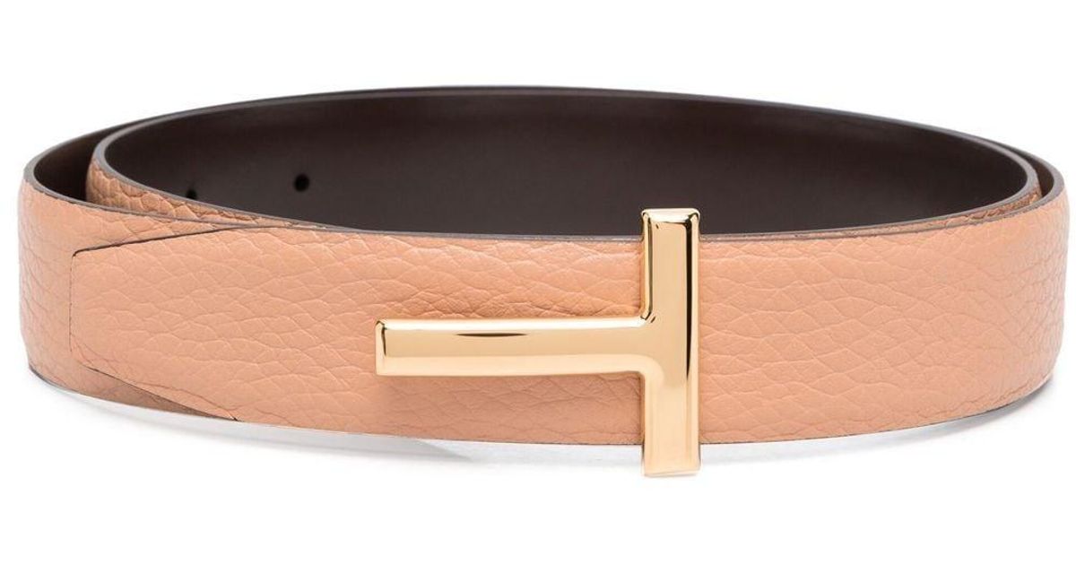 Tom Ford Leather T Logo-buckle Reversible Belt in Pink | Lyst UK