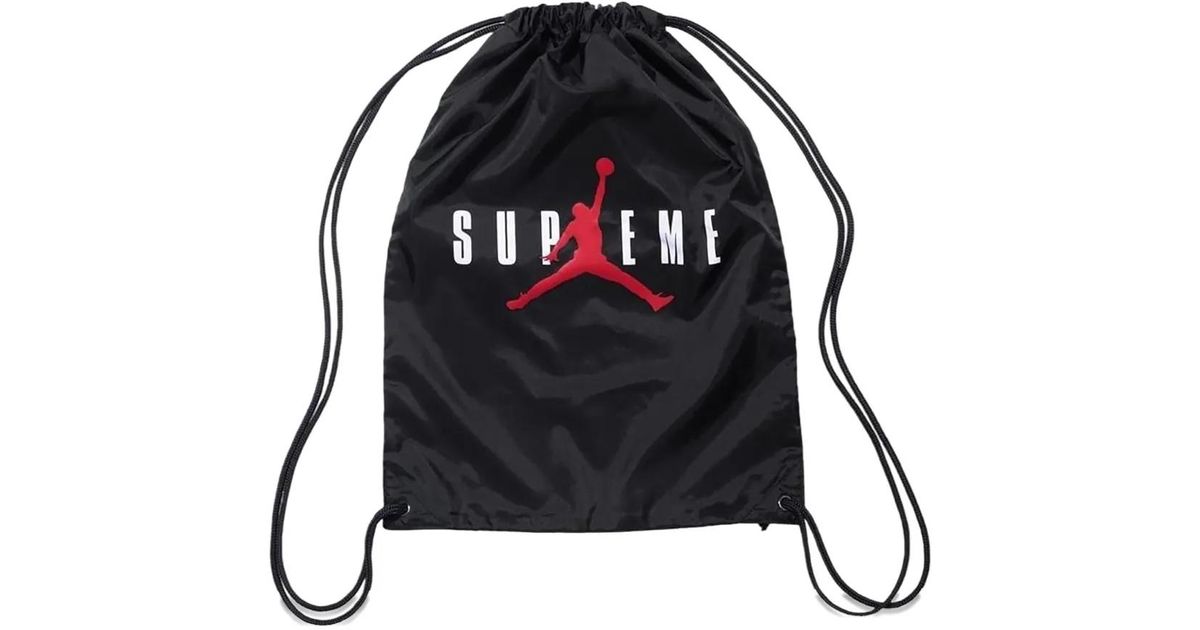 Supreme X Jordan Drawstring Backpack in Black for Men | Lyst Supreme X Jordan Drawstring Backpack in Black for Men | Lyst