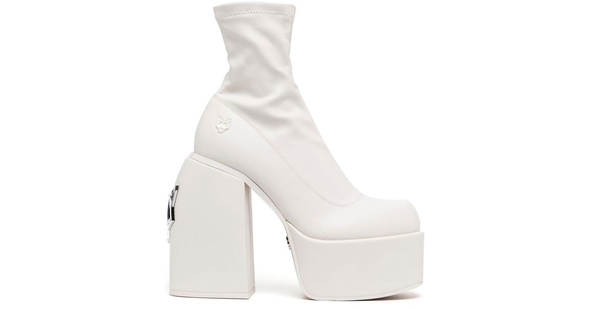 Naked Wolfe Leather Sugar 150mm Platform Boots in White | Lyst