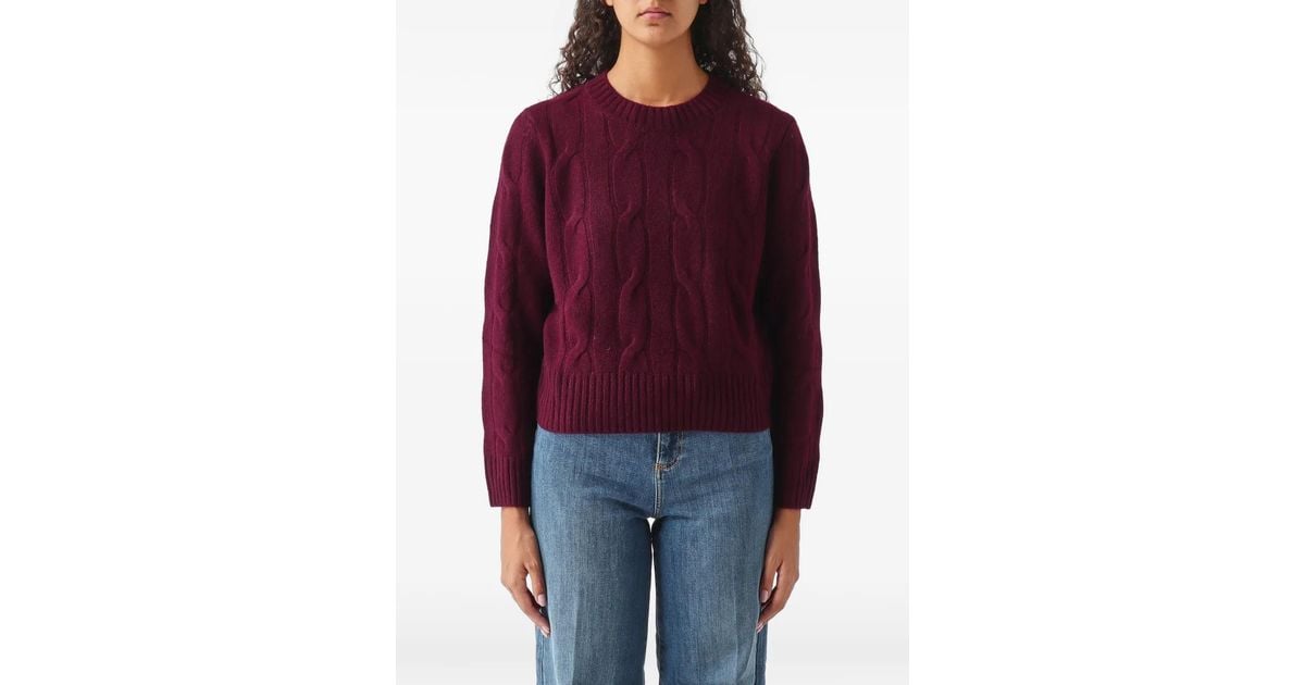Nenette Cable-Knit Crew-Neck Sweater in Red | Lyst