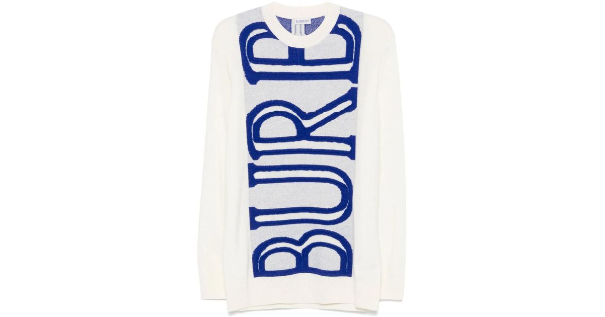 Jersey con logo en intarsia de Burberry de color Azul Lyst