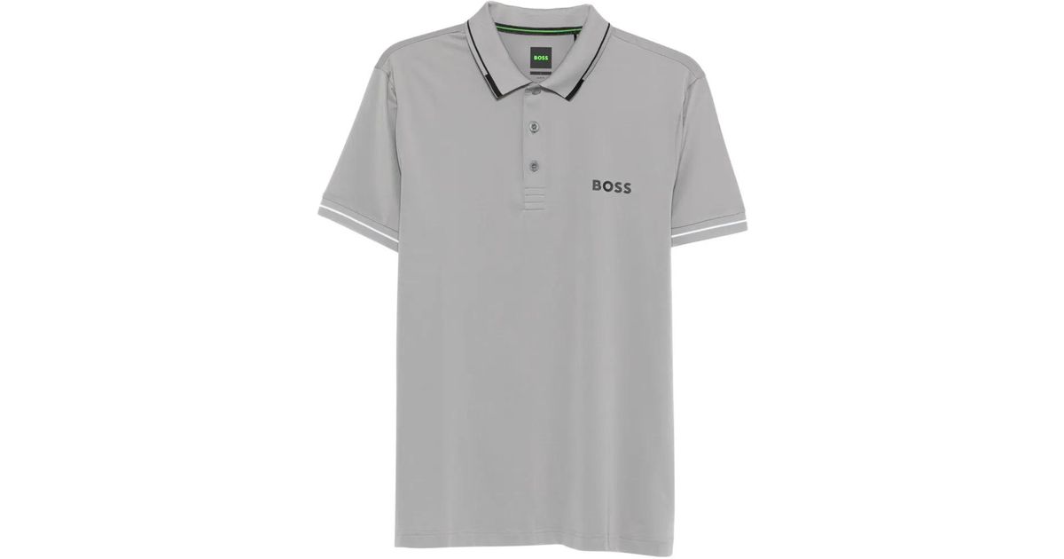 BOSS Paul Pro Polo Shirt in Gray for Men | Lyst