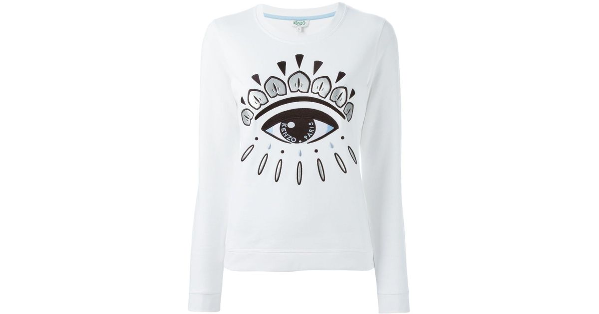 KENZO Cotton Eye Sweatshirt in White - Lyst