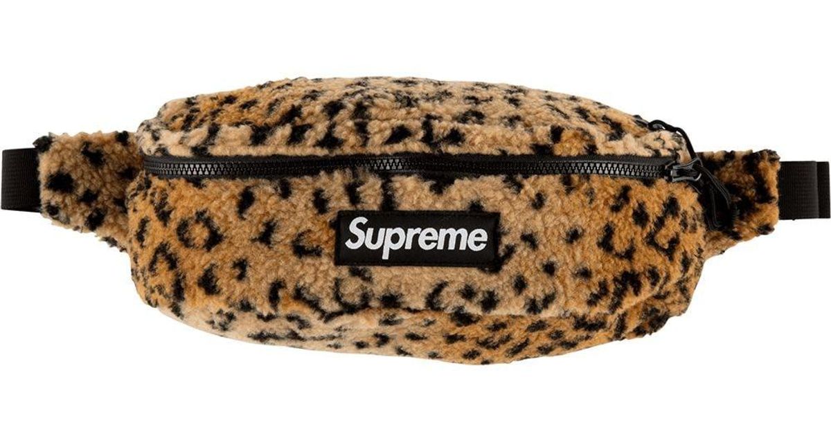 Supreme Leopard-print Fleece Belt Bag in Yellow | Lyst