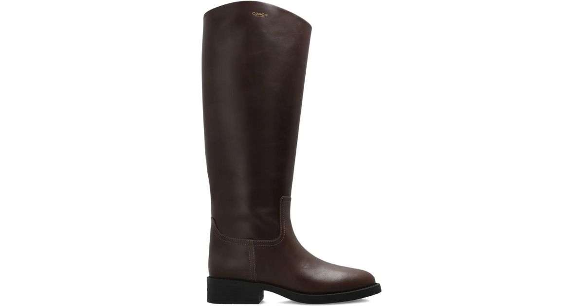 coach-zip-leather-boots-in-brown-lyst