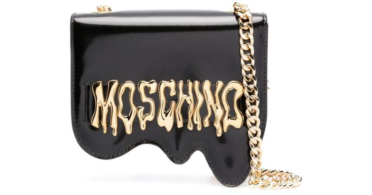 Moschino Morphed Leather Crossbody Bag in Black | Lyst