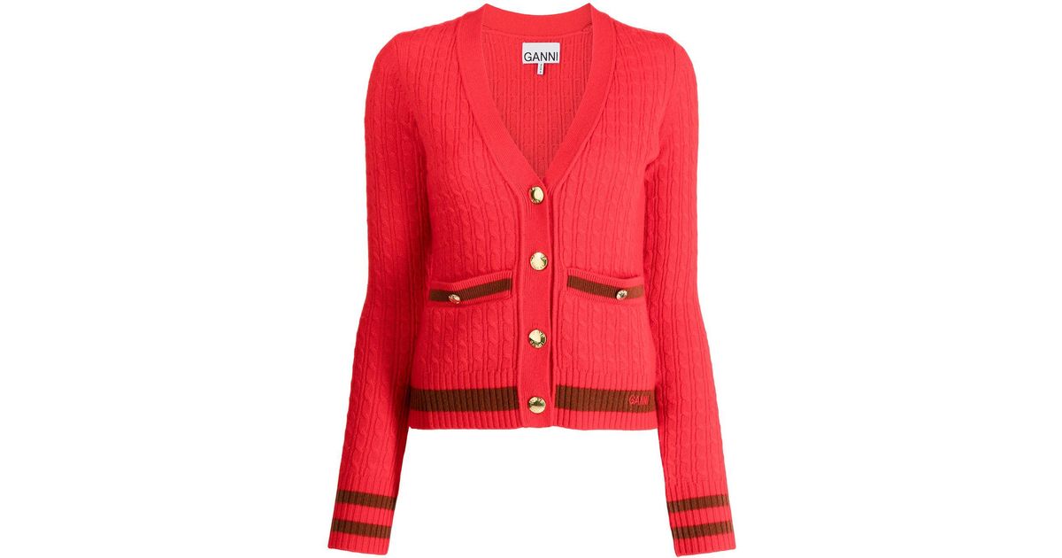 ganni cable knit cardigan