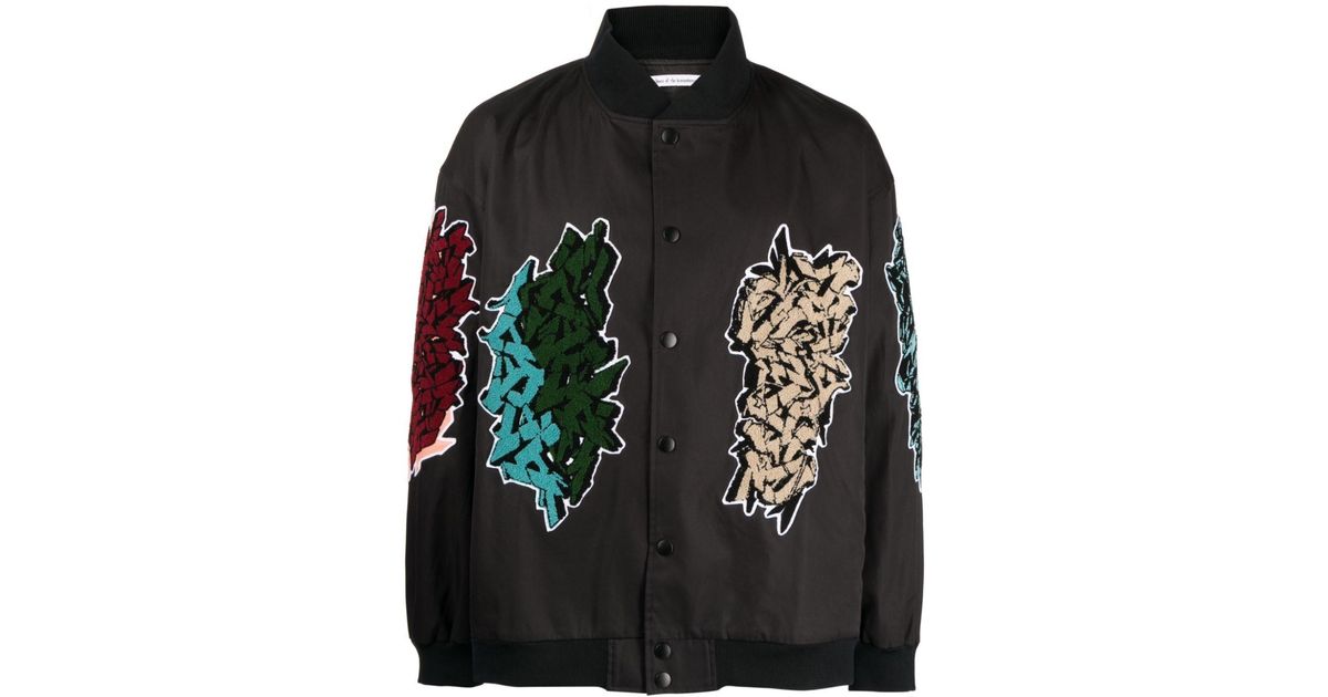 Children of the discordance Motif-patches Cotton Bomber Jacket in Black ...