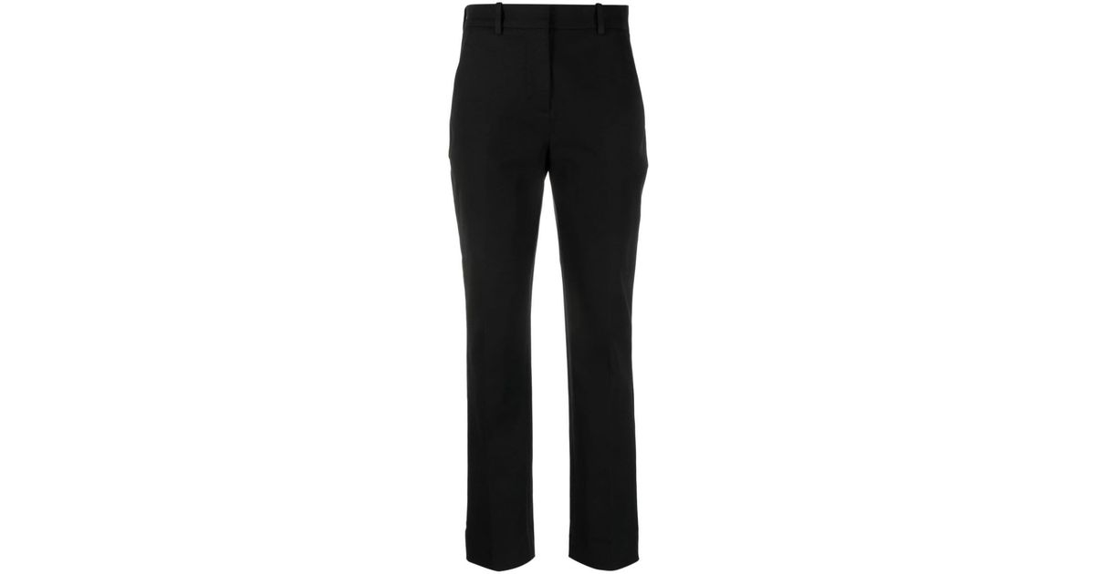 Calvin Klein Cropped Gabardine Trousers in Black | Lyst