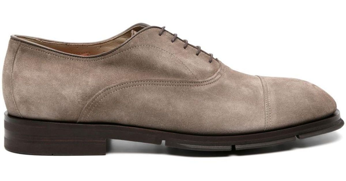 Santoni Suede Oxford Shoes in Brown for Men Lyst