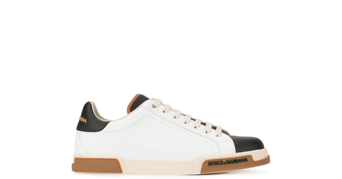 Zapatillas Portofino con paneles Dolce & Gabbana de Cuero de color Blanco para hombre Lyst