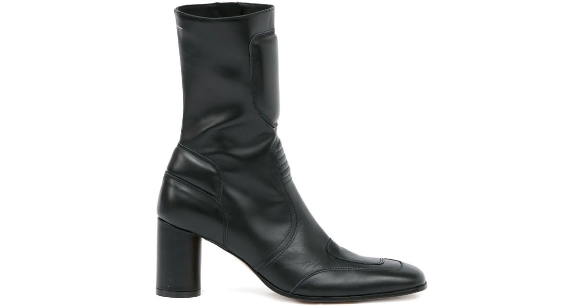 MM6 by Maison Margiela Leather Ankle Boots in Black | Lyst