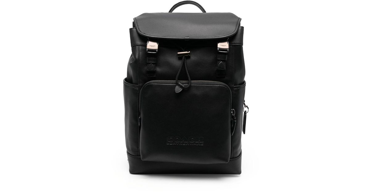 COACH Leather Embossed-logo Detail Backpack in Black for Men | Lyst Canada