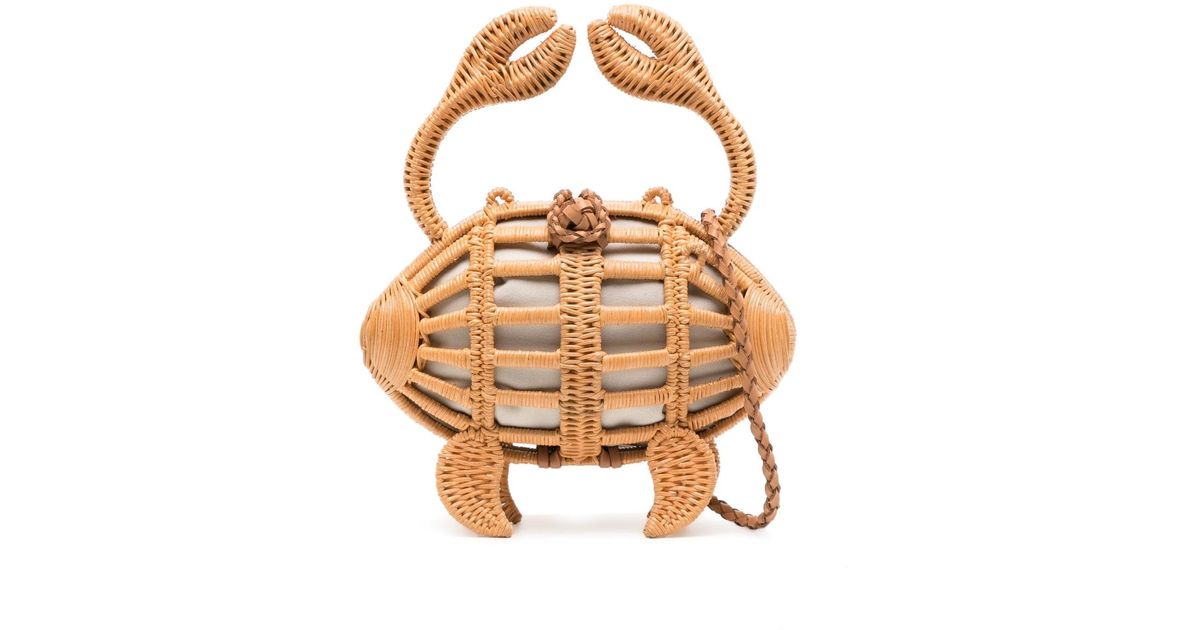 Aranaz Crab Wicker Crossbody Bag in Metallic Lyst