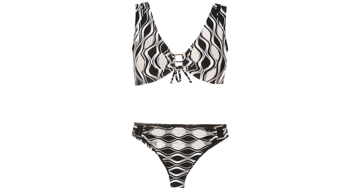 Amir Slama Wave-print Hardware-detail Bikini Set in Black | Lyst
