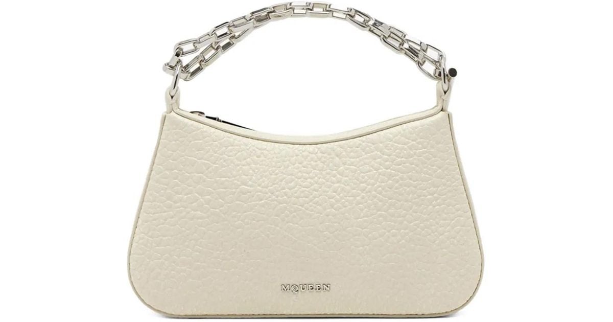 McQueen Mini T-Bar Tote Bag in White | Lyst