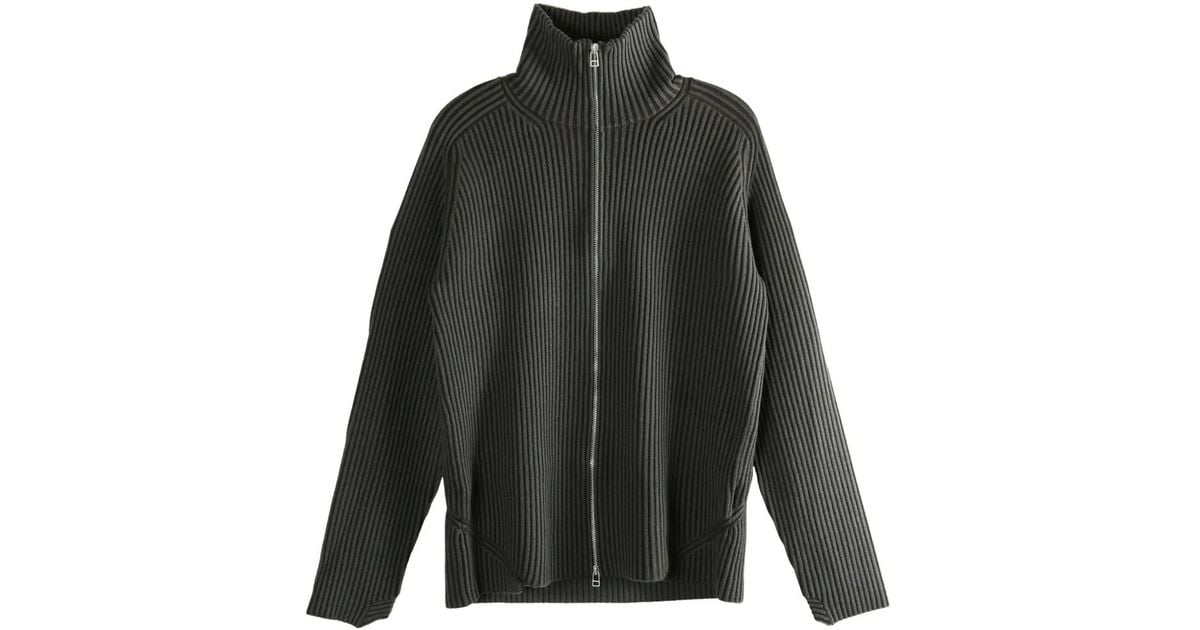 Omar Afridi Ribbed Zip-Up Cardigan in Grey for Men | Lyst UK