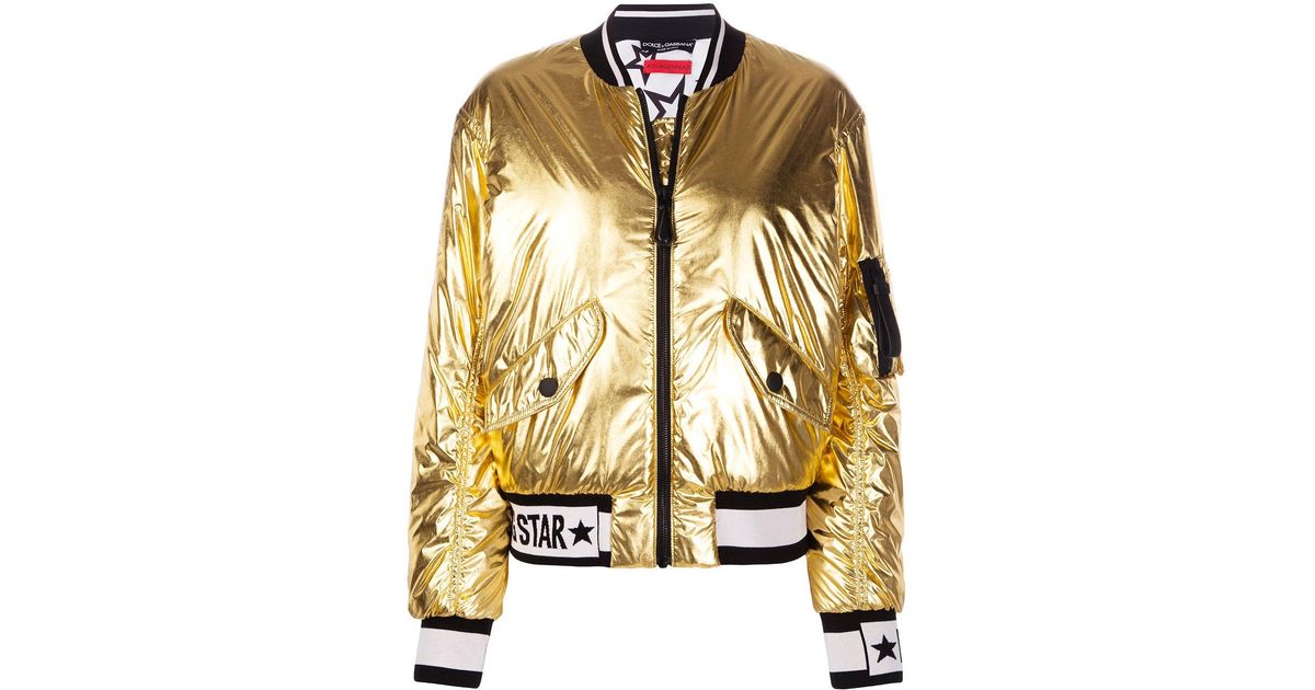 Dolce & Gabbana Synthetic Millennials Star Bomber Jacket in Gold 