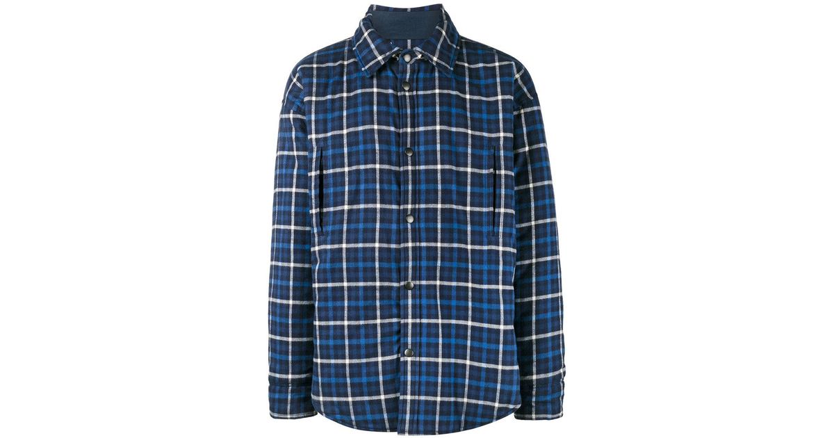 Balenciaga Cotton Plaid Shirt Jacket in Blue for Men | Lyst