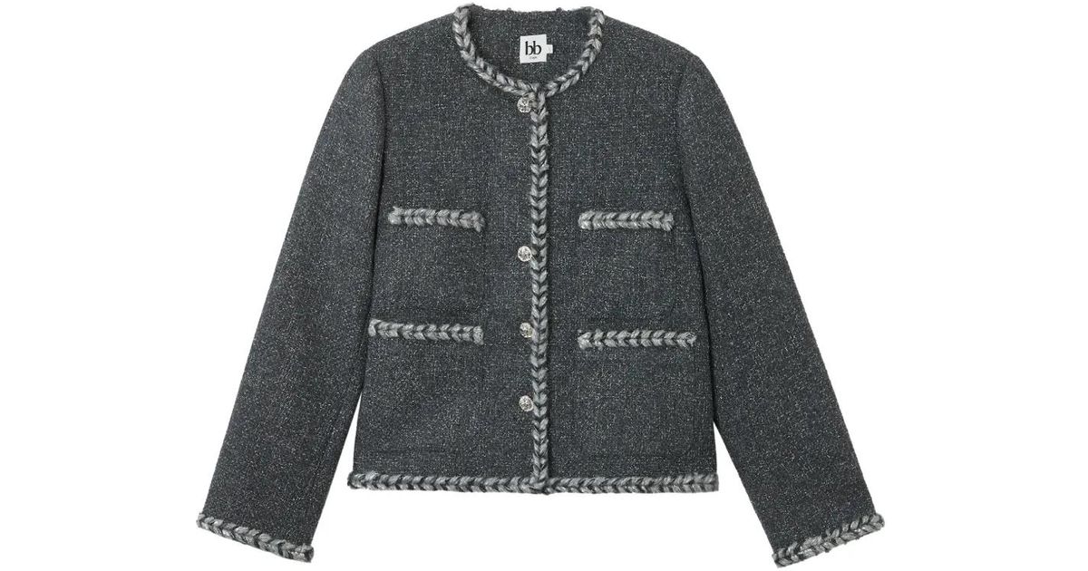 B+ AB Braided-Trim Jacket in Gray | Lyst