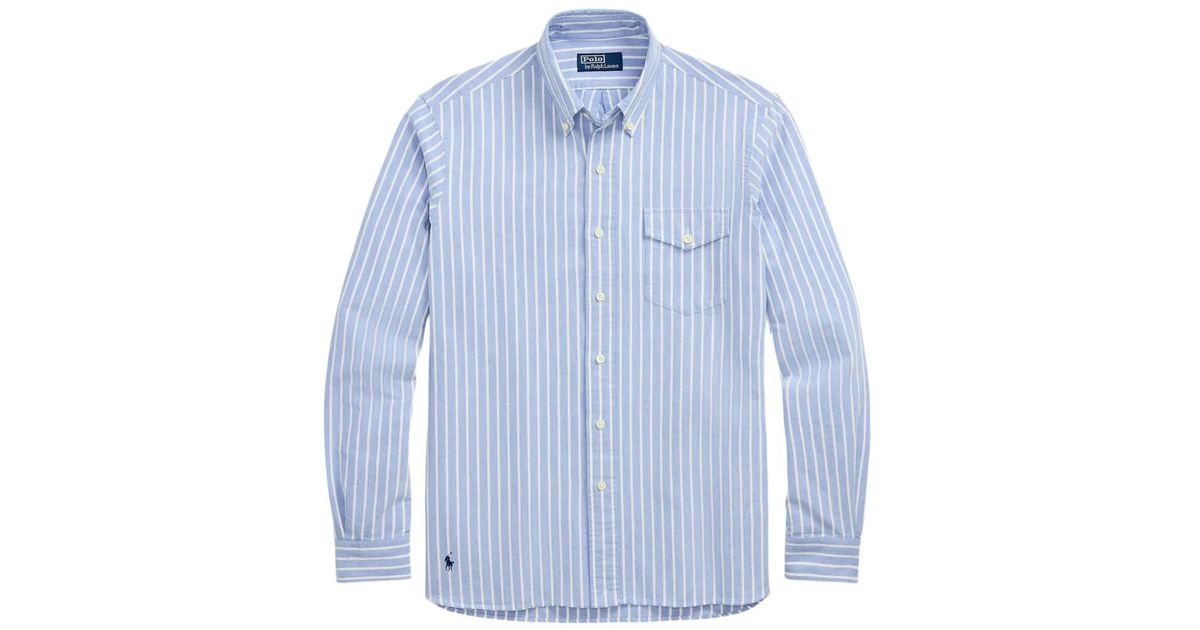 Polo Ralph Lauren Striped Long-Sleeve Shirt in Blue for Men | Lyst