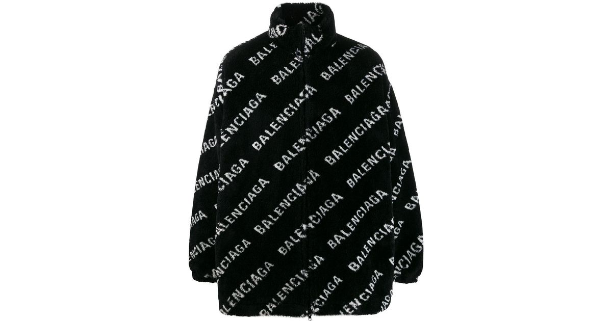 Balenciaga Fluffy Zip-up Jacket in Black for Men | Lyst