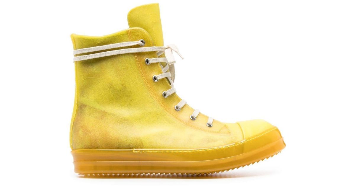 Rick Owens High-top Sneakers in Yellow for Men | Lyst