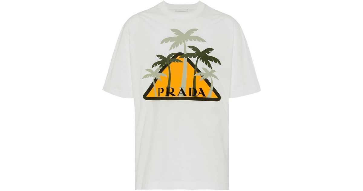 Prada Cotton Palm Tree Print T-shirt in 